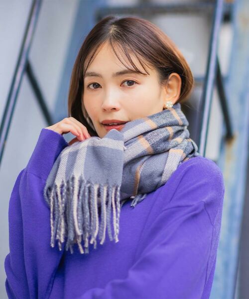 ITS'DEMO / イッツデモ マフラー・ショール・スヌード・ストール | 【洗濯可】クリーミータッチ60幅チェックストール | 詳細3