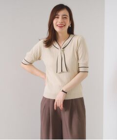 ITS'DEMO / イッツデモ ニット・セーター | 【手洗い可】配色ボウタイニット