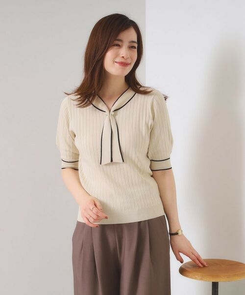 ITS'DEMO / イッツデモ ニット・セーター | 【手洗い可】配色ボウタイニット | 詳細3