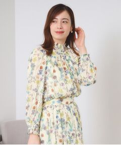 ITS'DEMO / イッツデモ シャツ・ブラウス | 【手洗い可／セットアップ可】ラメストライプ花柄ブラウス