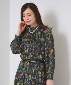 ITS'DEMO / イッツデモ シャツ・ブラウス | 【手洗い可／セットアップ可】ラメストライプ花柄ブラウス