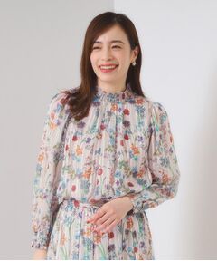 ITS'DEMO / イッツデモ シャツ・ブラウス | 【手洗い可／セットアップ可】ラメストライプ花柄ブラウス