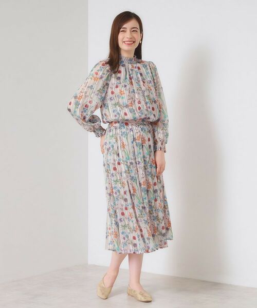 ITS'DEMO / イッツデモ シャツ・ブラウス | 【手洗い可／セットアップ可】ラメストライプ花柄ブラウス | 詳細12