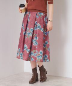 ITS'DEMO / イッツデモ スカート | 【手洗い可】花柄シャンタンスカート