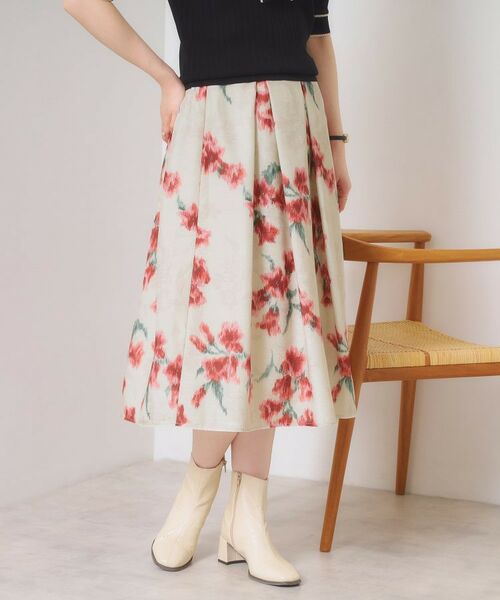 ITS'DEMO / イッツデモ スカート | 【手洗い可】花柄シャンタンスカート | 詳細3