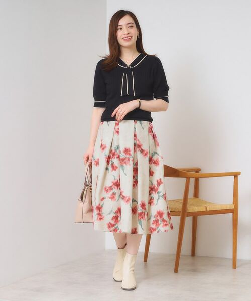 ITS'DEMO / イッツデモ スカート | 【手洗い可】花柄シャンタンスカート | 詳細4