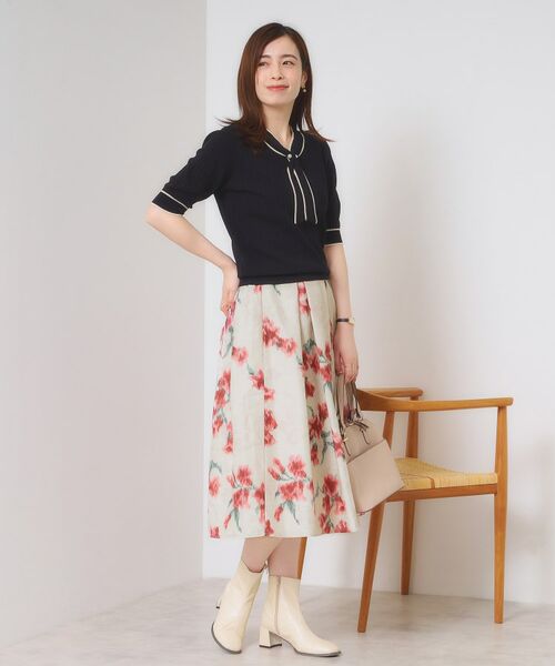 ITS'DEMO / イッツデモ スカート | 【手洗い可】花柄シャンタンスカート | 詳細5