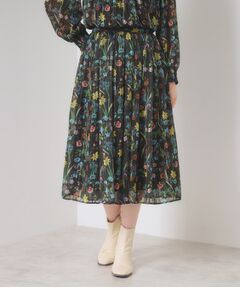 ITS'DEMO / イッツデモ スカート | 【手洗い可／セットアップ可】ラメストライプ花柄スカート