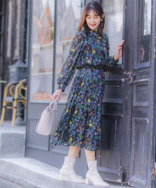 ITS'DEMO / イッツデモ スカート | 【手洗い可／セットアップ可】ラメストライプ花柄スカート | 詳細1