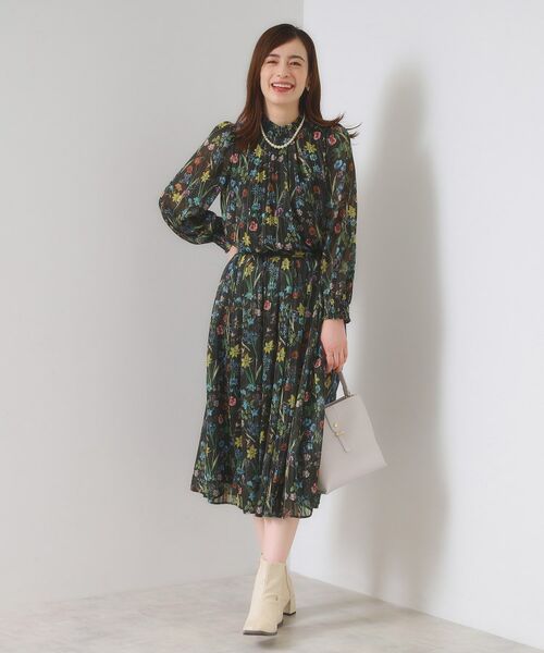 ITS'DEMO / イッツデモ スカート | 【手洗い可／セットアップ可】ラメストライプ花柄スカート | 詳細10