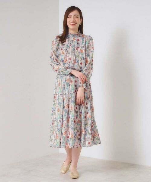 ITS'DEMO / イッツデモ スカート | 【手洗い可／セットアップ可】ラメストライプ花柄スカート | 詳細13