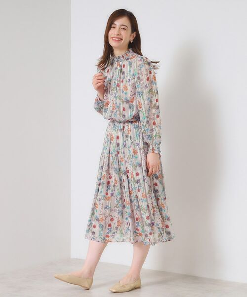 ITS'DEMO / イッツデモ スカート | 【手洗い可／セットアップ可】ラメストライプ花柄スカート | 詳細14