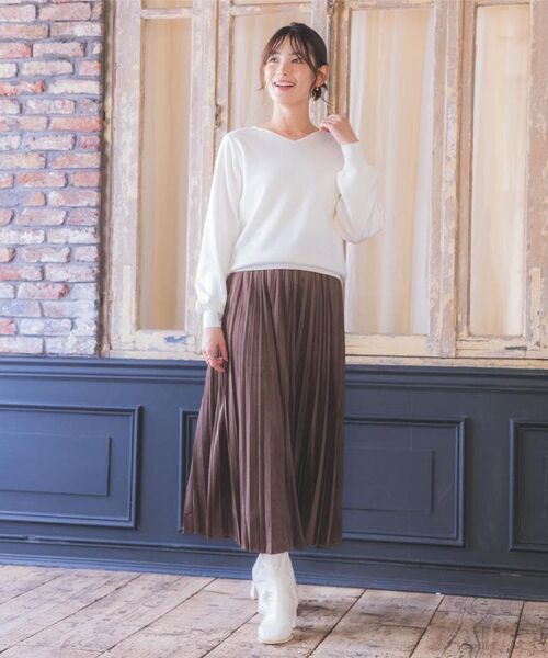 ITS'DEMO / イッツデモ ニット・セーター | 【手洗い可】アンジェリーナ総針vネックニット | 詳細1