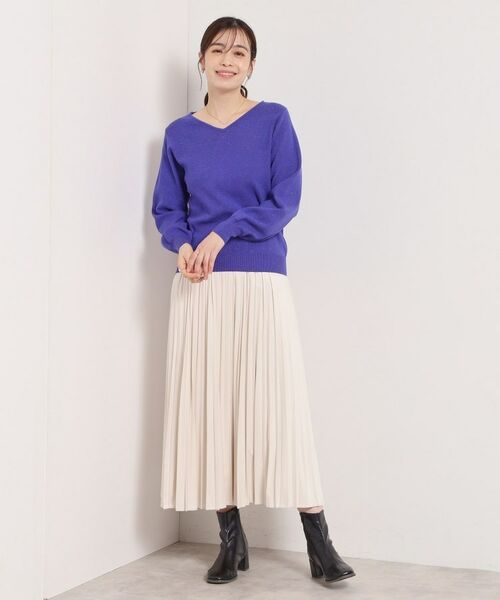 ITS'DEMO / イッツデモ ニット・セーター | 【手洗い可】アンジェリーナ総針vネックニット | 詳細21