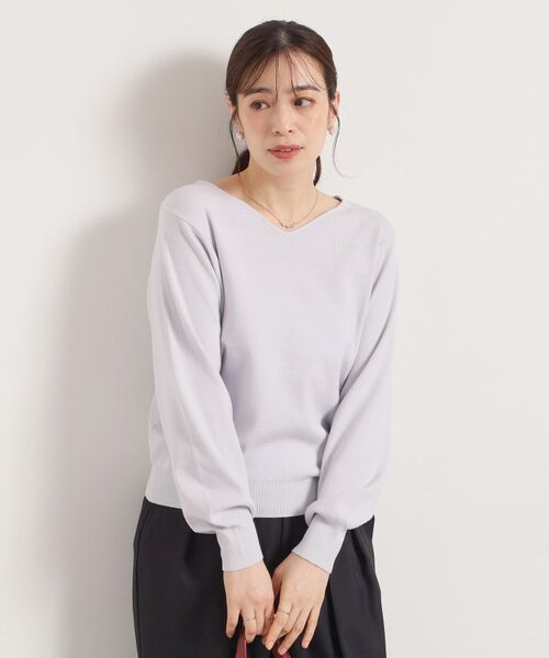 ITS'DEMO / イッツデモ ニット・セーター | 【手洗い可】アンジェリーナ総針vネックニット | 詳細7