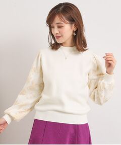 ITS'DEMO / イッツデモ ニット・セーター | 【手洗い可】花柄ジャカード袖ニット