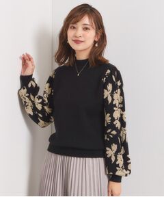 ITS'DEMO / イッツデモ ニット・セーター | 【手洗い可】花柄ジャカード袖ニット