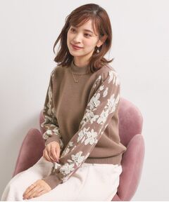 ITS'DEMO / イッツデモ ニット・セーター | 【手洗い可】花柄ジャカード袖ニット