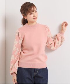 ITS'DEMO / イッツデモ ニット・セーター | 【手洗い可】花柄ジャカード袖ニット