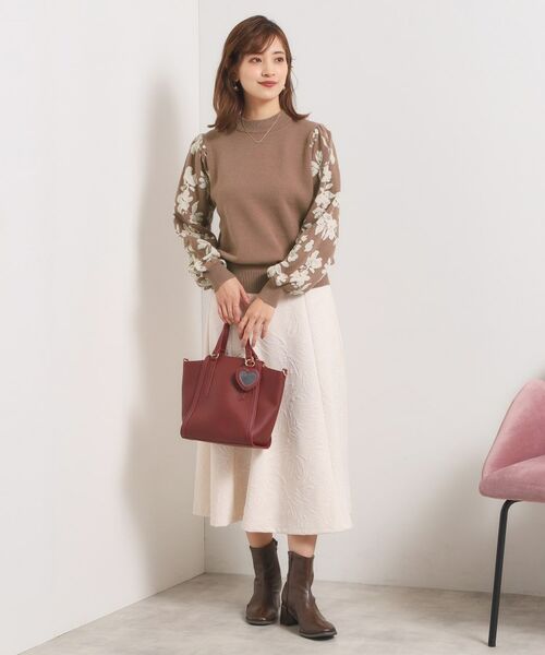 ITS'DEMO / イッツデモ ニット・セーター | 【手洗い可】花柄ジャカード袖ニット | 詳細11