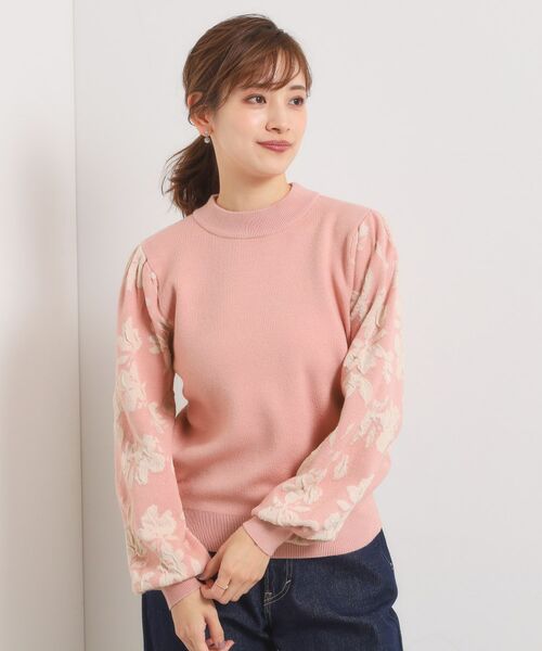 ITS'DEMO / イッツデモ ニット・セーター | 【手洗い可】花柄ジャカード袖ニット | 詳細13