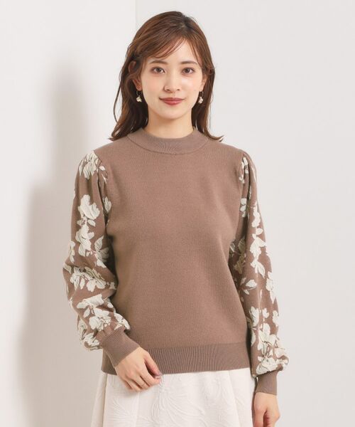 ITS'DEMO / イッツデモ ニット・セーター | 【手洗い可】花柄ジャカード袖ニット | 詳細17