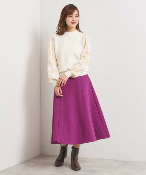 ITS'DEMO / イッツデモ ニット・セーター | 【手洗い可】花柄ジャカード袖ニット | 詳細2