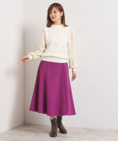 ITS'DEMO / イッツデモ ニット・セーター | 【手洗い可】花柄ジャカード袖ニット | 詳細3