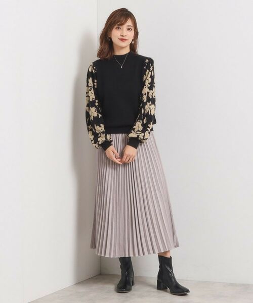 ITS'DEMO / イッツデモ ニット・セーター | 【手洗い可】花柄ジャカード袖ニット | 詳細6