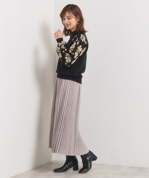 ITS'DEMO / イッツデモ ニット・セーター | 【手洗い可】花柄ジャカード袖ニット | 詳細7