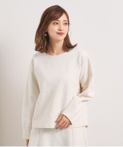 ITS'DEMO / イッツデモ カットソー | 【洗濯機OK／セットアップ可】花柄ジャカードトップス