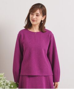 ITS'DEMO / イッツデモ カットソー | 【洗濯機OK／セットアップ可】花柄ジャカードトップス