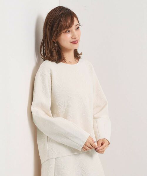 ITS'DEMO / イッツデモ カットソー | 【洗濯機OK／セットアップ可】花柄ジャカードトップス | 詳細1