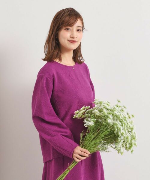 ITS'DEMO / イッツデモ カットソー | 【洗濯機OK／セットアップ可】花柄ジャカードトップス | 詳細13