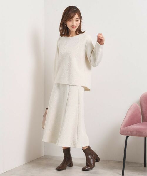 ITS'DEMO / イッツデモ カットソー | 【洗濯機OK／セットアップ可】花柄ジャカードトップス | 詳細3