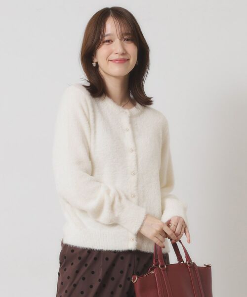 ITS'DEMO/イッツデモ 【手洗い可】フェザーヤーンクルーカーディガン オフホワイト(003) 00(フリーサイズ)