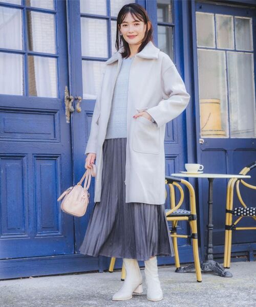 ITS'DEMO / イッツデモ ステンカラーコート | 裏リブ衿付きコート | 詳細1