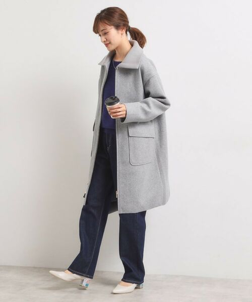 ITS'DEMO / イッツデモ ステンカラーコート | 裏リブ衿付きコート | 詳細11