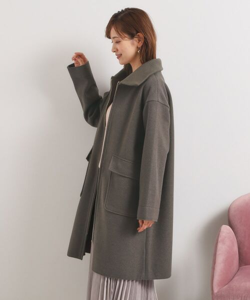 ITS'DEMO / イッツデモ ステンカラーコート | 裏リブ衿付きコート | 詳細14
