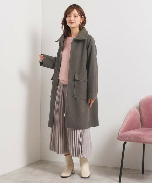 ITS'DEMO / イッツデモ ステンカラーコート | 裏リブ衿付きコート | 詳細16