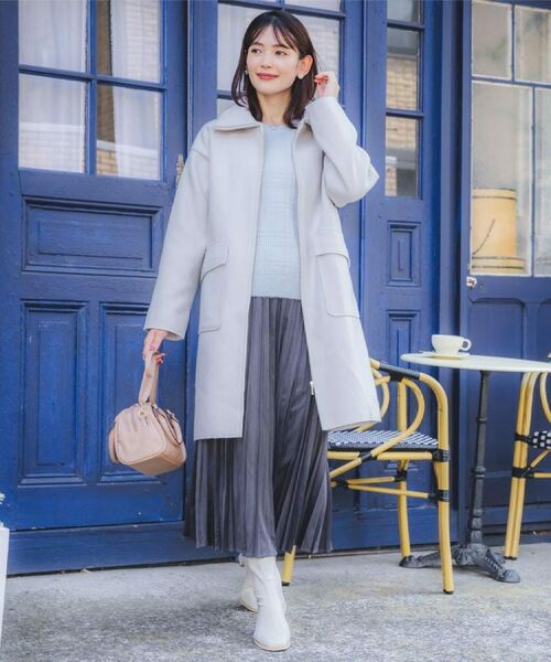 ITS'DEMO / イッツデモ ステンカラーコート | 裏リブ衿付きコート | 詳細2