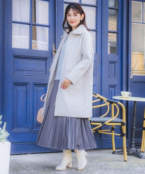 ITS'DEMO / イッツデモ ステンカラーコート | 裏リブ衿付きコート | 詳細3