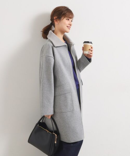 ITS'DEMO / イッツデモ ステンカラーコート | 裏リブ衿付きコート | 詳細9