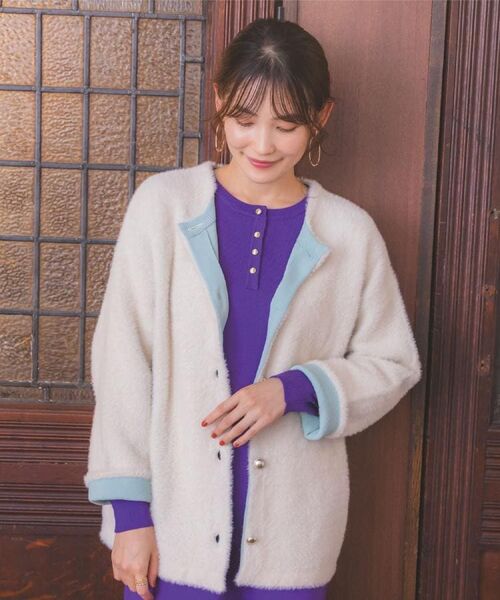ITS'DEMO / イッツデモ カーディガン・ボレロ | 【手洗い可】フェザーWフェイスコーディガン | 詳細4
