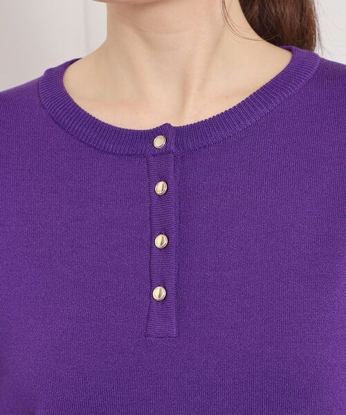 ITS'DEMO / イッツデモ ミニ丈・ひざ丈ワンピース | 【縮みに強い／洗濯機OK】ヘンリーネックニットワンピース | 詳細18