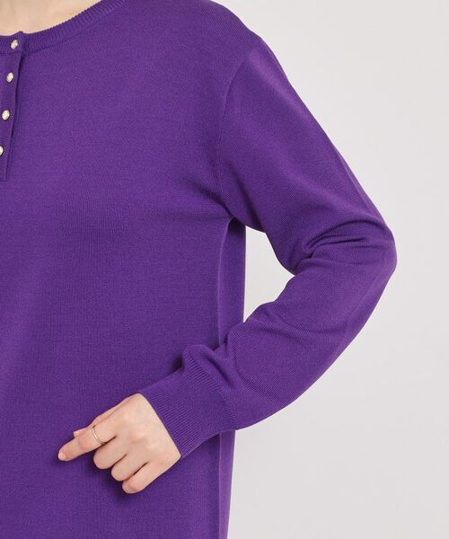 ITS'DEMO / イッツデモ ミニ丈・ひざ丈ワンピース | 【縮みに強い／洗濯機OK】ヘンリーネックニットワンピース | 詳細19