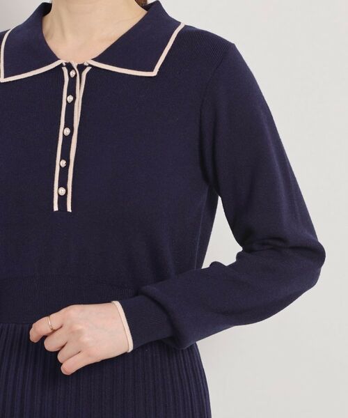 ITS'DEMO / イッツデモ ロング・マキシ丈ワンピース | 【手洗い可】ポロ衿ニットフレアワンピース | 詳細17