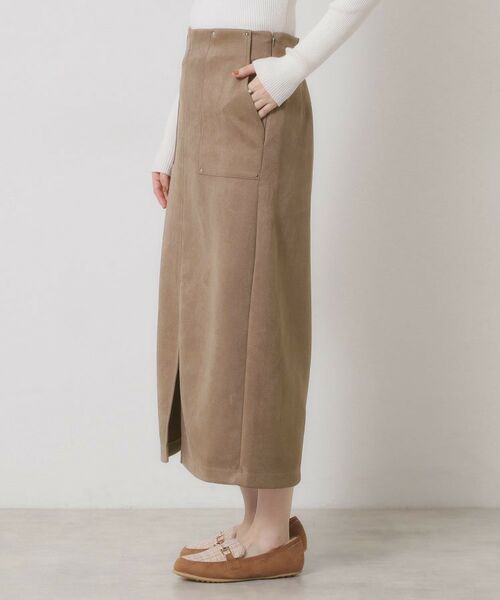 ITS'DEMO / イッツデモ ロング・マキシ丈スカート | 【マシンウォッシャブル／ウエストゴム】カットスエードスカート | 詳細14