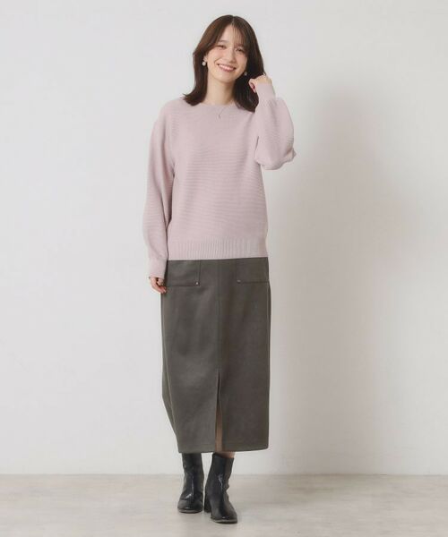 ITS'DEMO / イッツデモ ロング・マキシ丈スカート | 【マシンウォッシャブル／ウエストゴム】カットスエードスカート | 詳細2