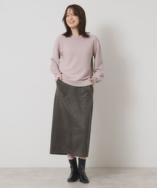ITS'DEMO / イッツデモ ロング・マキシ丈スカート | 【マシンウォッシャブル／ウエストゴム】カットスエードスカート | 詳細3
